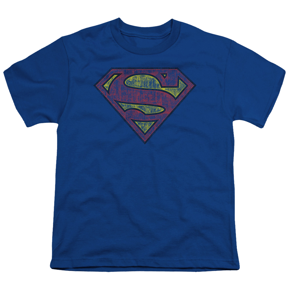Superman Tattered Shield - Youth T-Shirt Youth T-Shirt (Ages 8-12) Superman