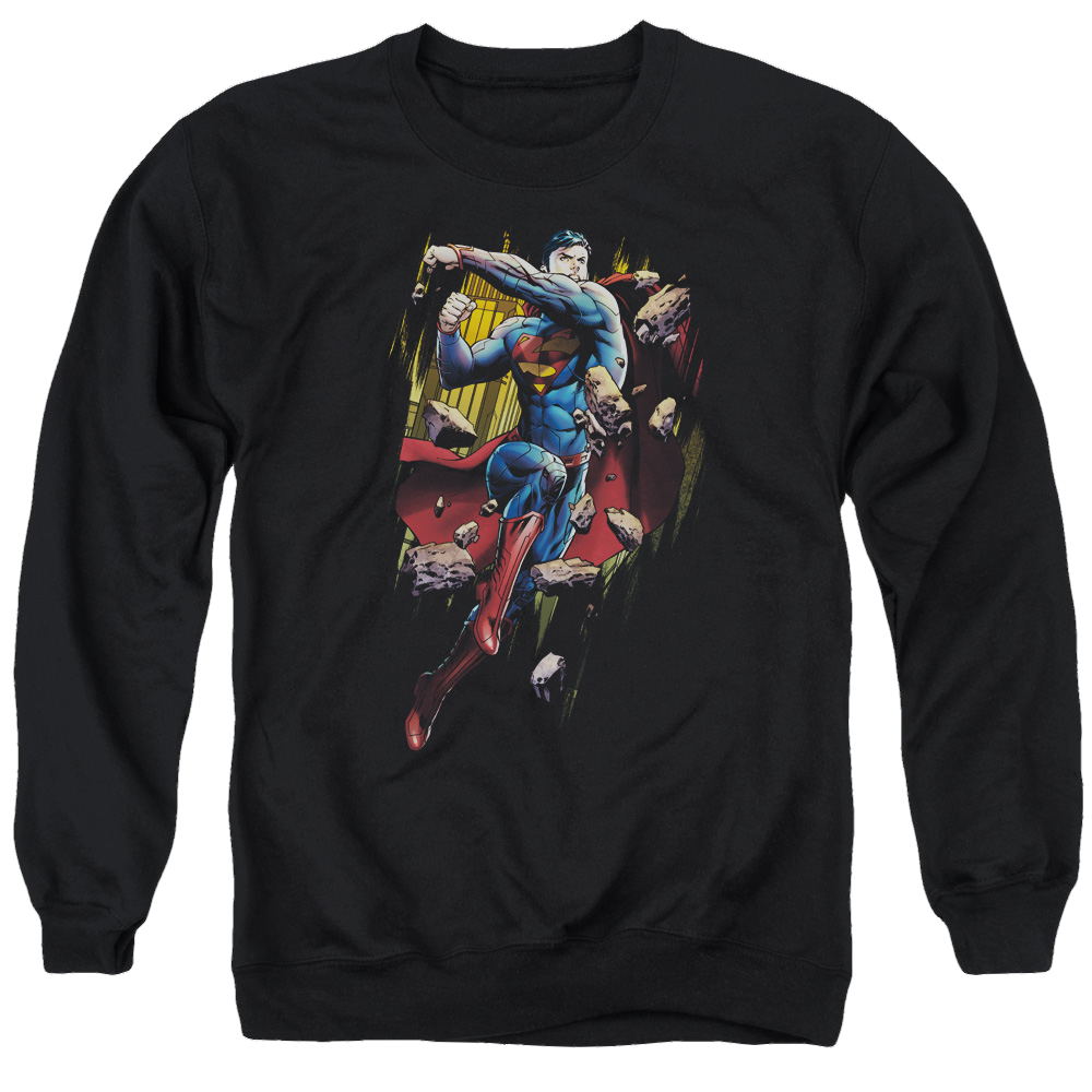 Superman Flying Determination - Men's Crewneck Sweatshirt Men's Crewneck Sweatshirt Superman