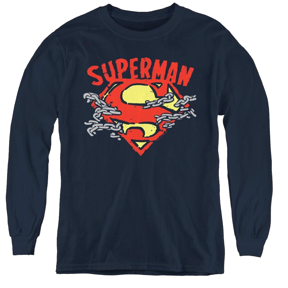 Superman Chain Breaking - Youth Long Sleeve T-Shirt Youth Long Sleeve T-Shirt Superman