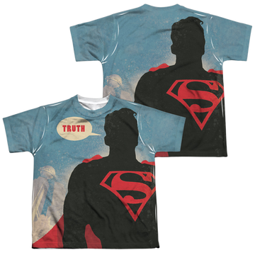 Superman Truth youth all-over print t-shirt for ages 8 to 12