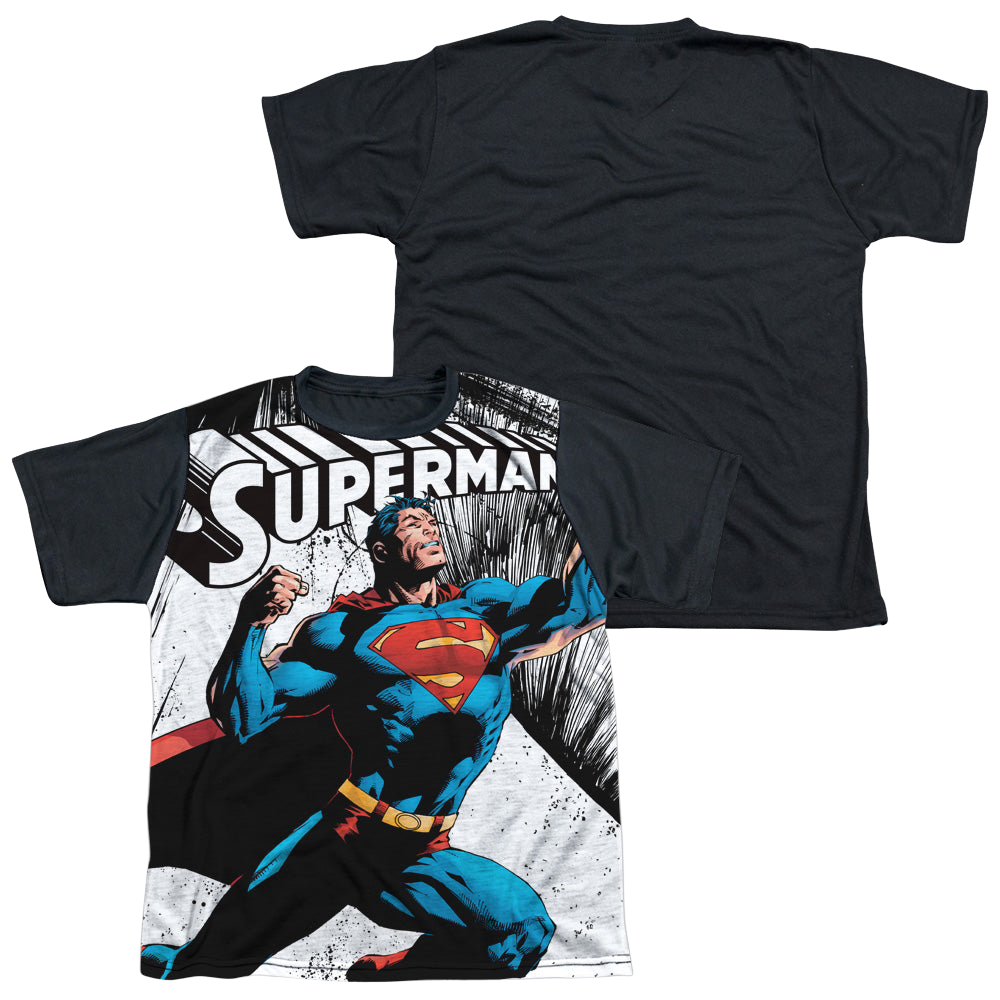 Superman To Infinity - Youth Black Back T-Shirt Youth Black Back T-Shirt (Ages 8-12) Superman