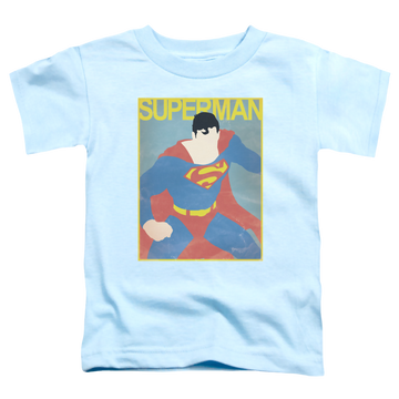Light blue kid's t-shirt for ages 4 to 7 with Superman Simple Sm Poster graphic