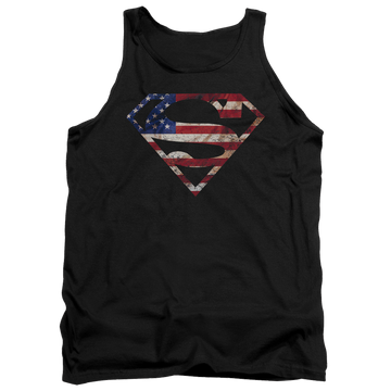 Black men's tank with Superman Super Patriot graphic