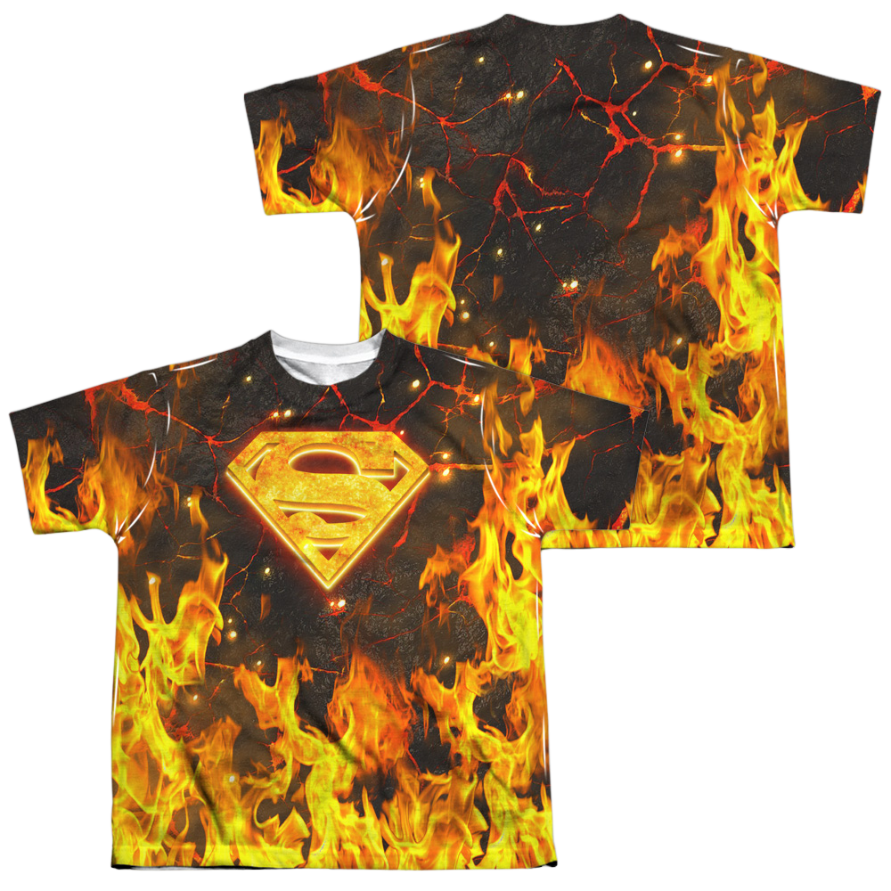 Superman Fire Logo (Front/Back Print) - Youth All-Over Print T-Shirt Youth All-Over Print T-Shirt (Ages 8-12) Superman