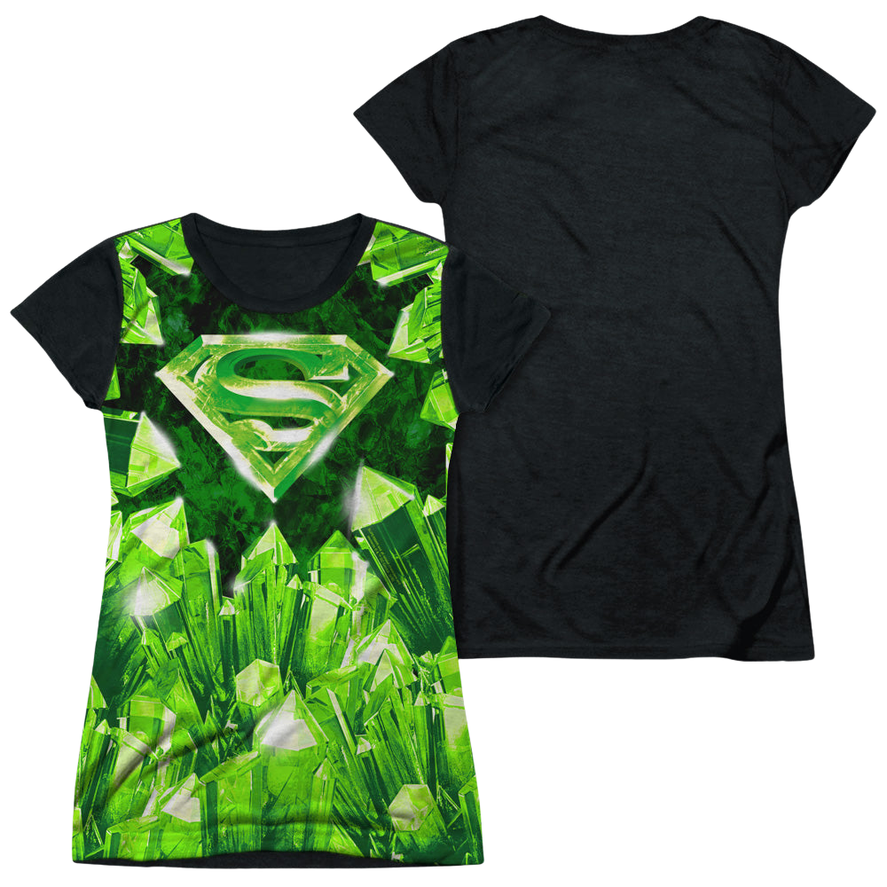 Superman Kryptonite Shield - Juniors Black Back T-Shirt Juniors Black Back T-Shirt Superman