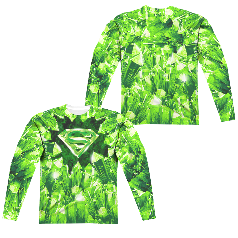 Superman Kryptonite Shield (Front/Back Print) - Men's All-Over Print Long Sleeve Men's All-Over Print Long Sleeve Superman