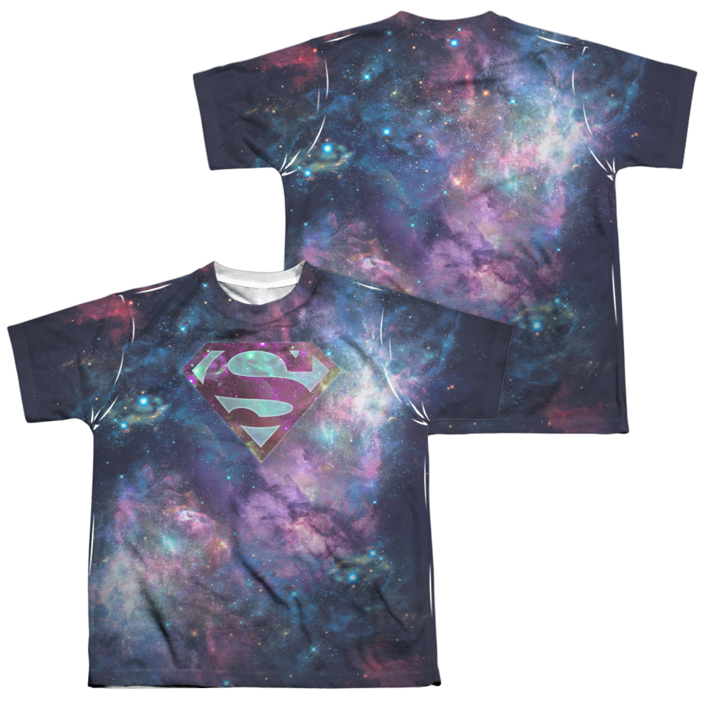 Superman Spaced Out Logo (Front/Back Print) - Youth All-Over Print T-Shirt Youth All-Over Print T-Shirt (Ages 8-12) Superman