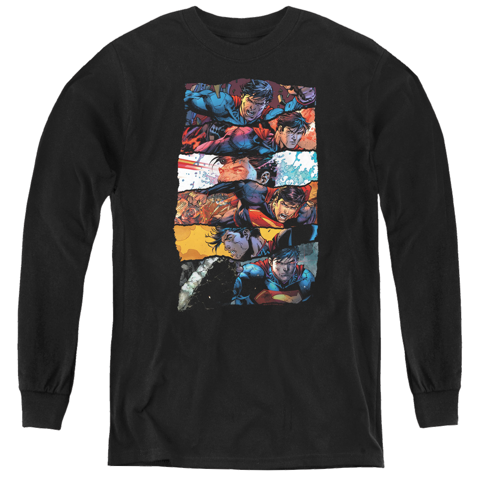 Superman Torn Collage - Youth Long Sleeve T-Shirt Youth Long Sleeve T-Shirt Superman