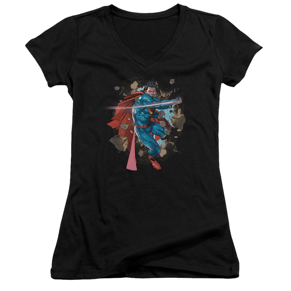 Superman Rock Breaker - Juniors V-Neck T-Shirt Juniors V-Neck T-Shirt Superman