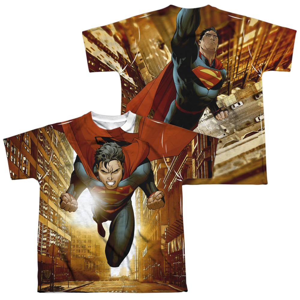 Superman Up Up City (Front/Back Print) - Youth All-Over Print T-Shirt Youth All-Over Print T-Shirt (Ages 8-12) Superman