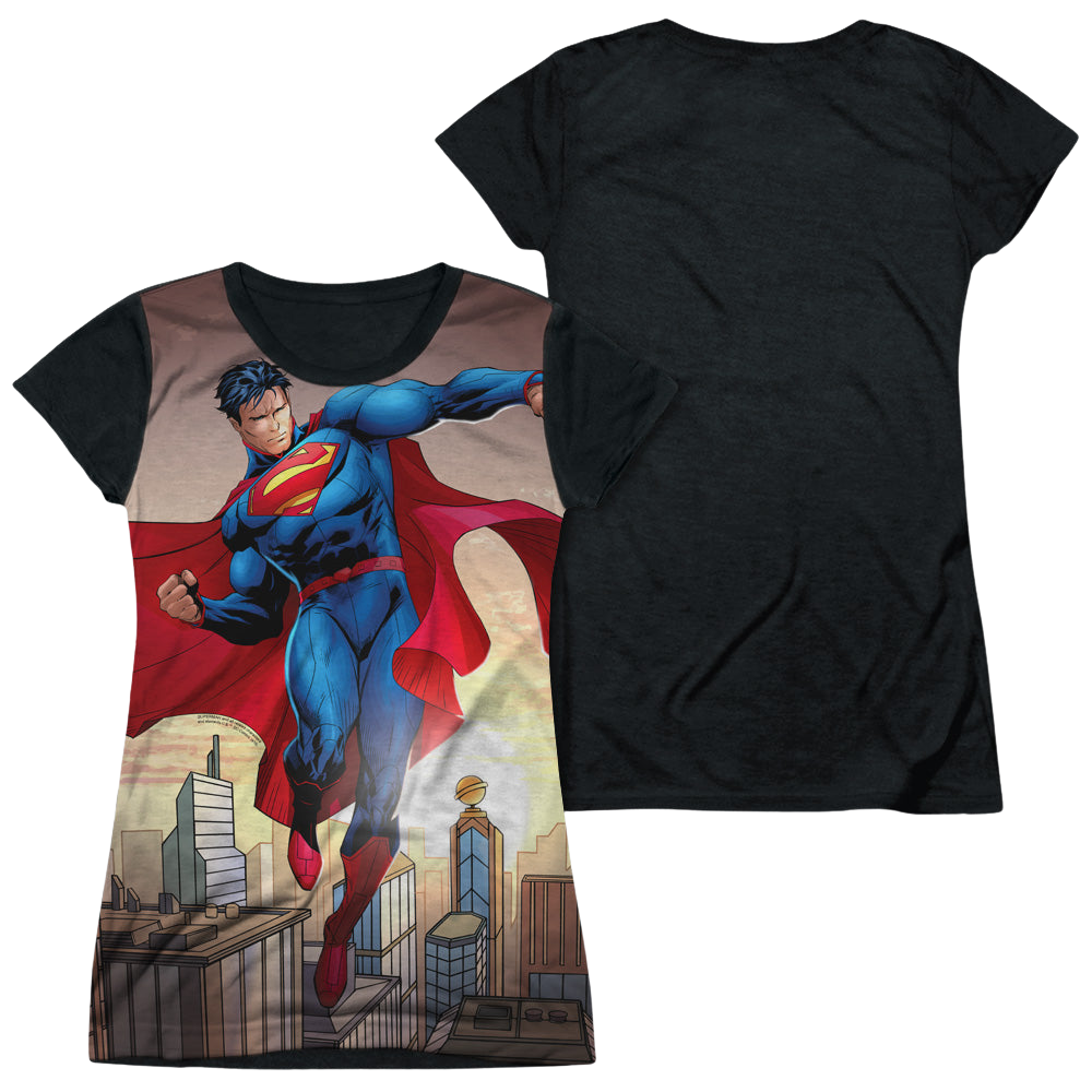 Superman Light And Darkseid - Juniors Black Back T-Shirt Juniors Black Back T-Shirt Superman