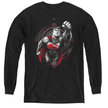Black youth long sleeve t-shirt with Propaganda Superman graphic