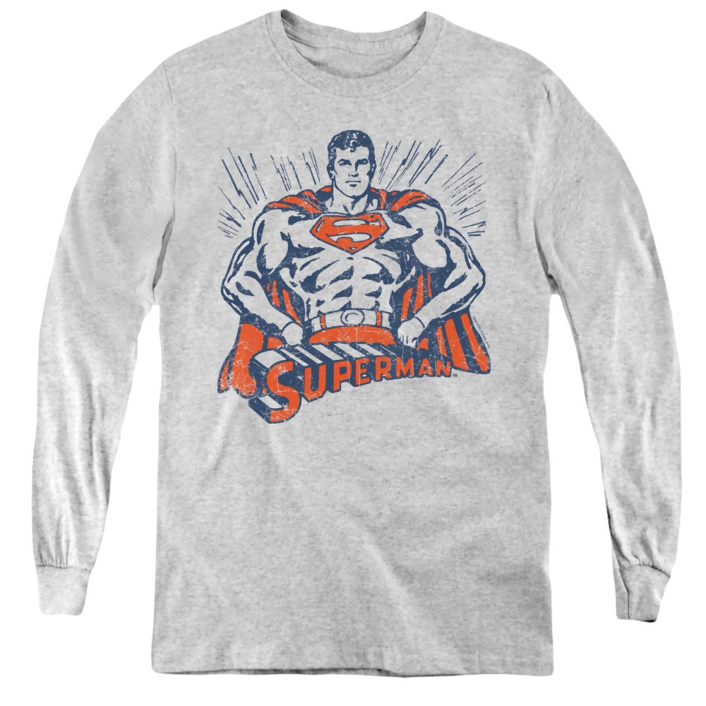 Superman Vintage Stance - Youth Long Sleeve T-Shirt Youth Long Sleeve T-Shirt Superman