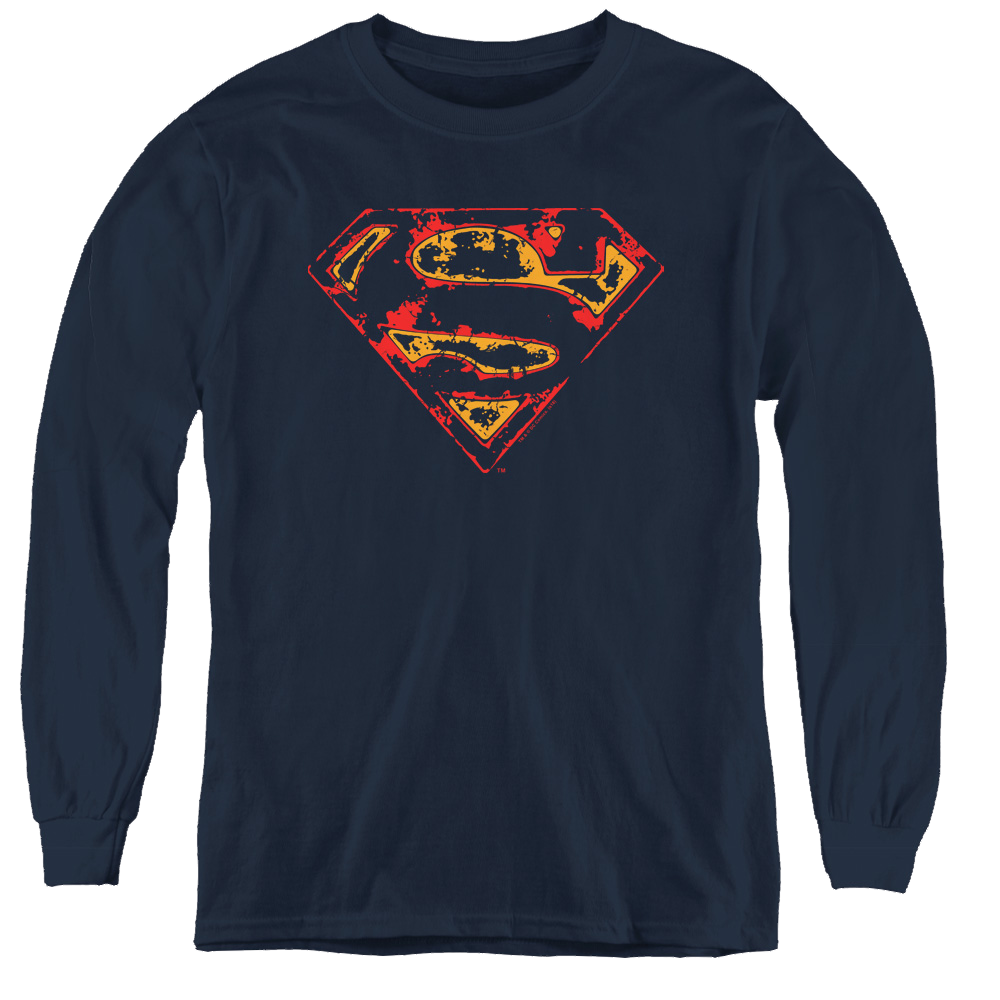 Superman Super Distressed - Youth Long Sleeve T-Shirt Youth Long Sleeve T-Shirt Superman