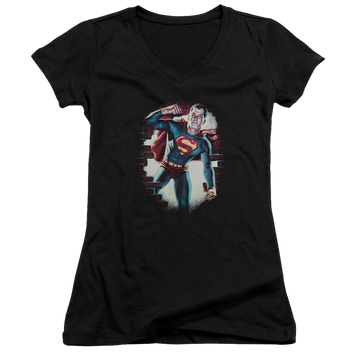 Superman Vintage Steel - Juniors V-Neck T-Shirt Juniors V-Neck T-Shirt Superman