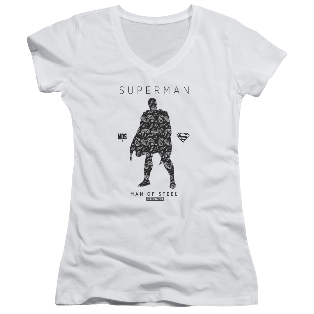 Superman Paisley Sihouette - Juniors V-Neck T-Shirt Juniors V-Neck T-Shirt Superman