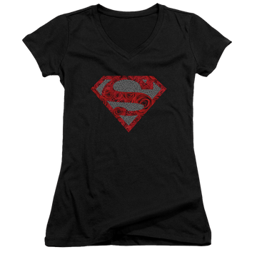 Superman Elephant Rose Shield - Juniors V-Neck T-Shirt Juniors V-Neck T-Shirt Superman