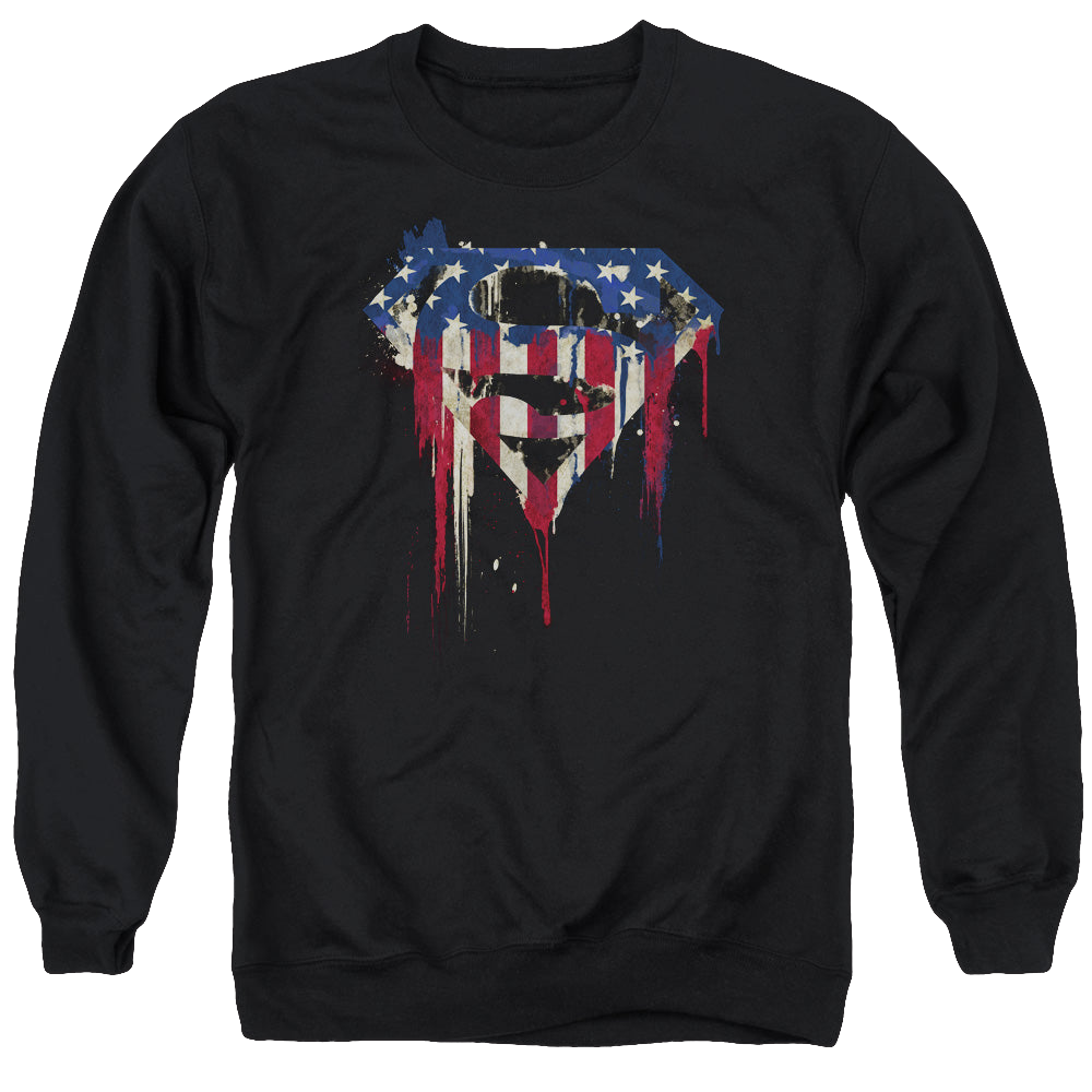Superman Bleeding Shield - Men's Crewneck Sweatshirt Men's Crewneck Sweatshirt Superman