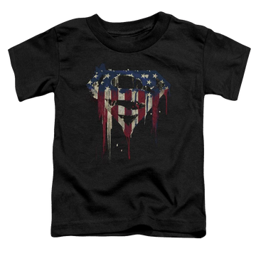 Black toddler t-shirt with Superman Bleeding Shield graphic