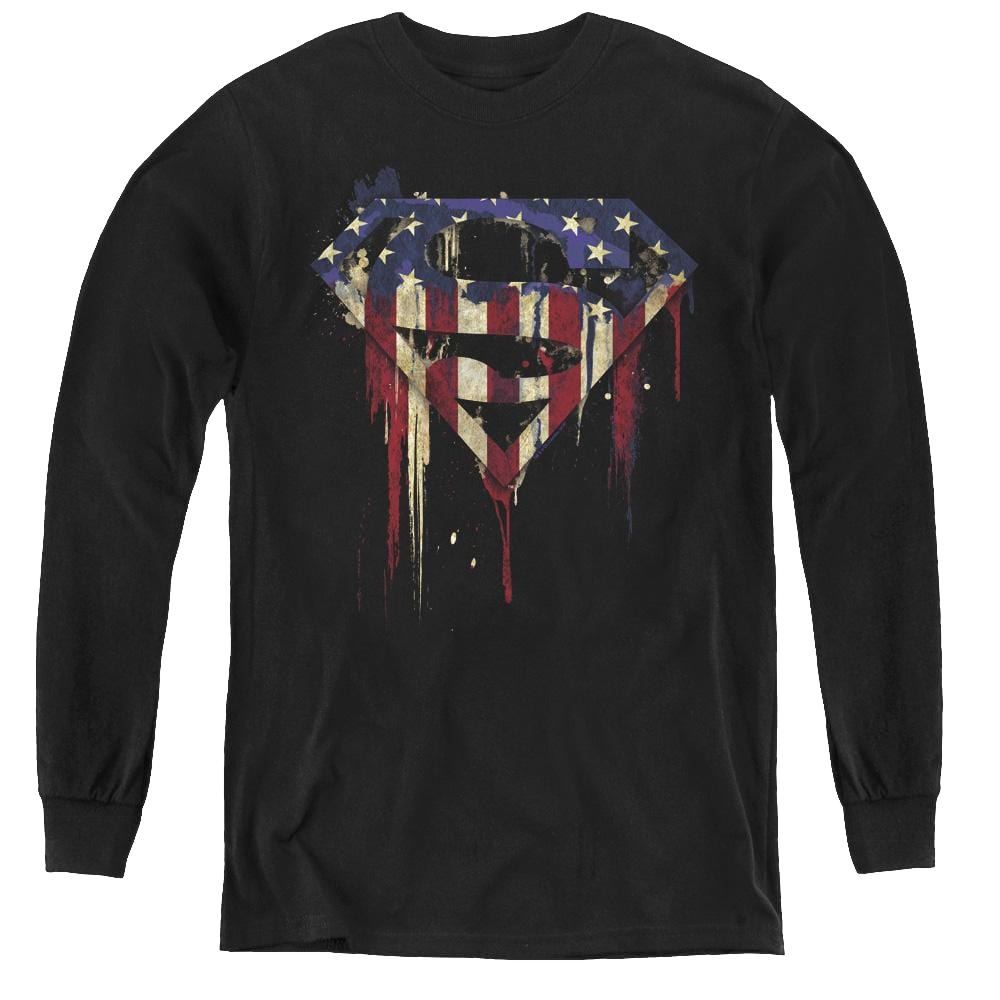 Superman Bleeding Shield - Youth Long Sleeve T-Shirt Youth Long Sleeve T-Shirt Superman