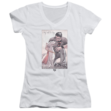 Superman Mans Best Friend - Juniors V-Neck T-Shirt Juniors V-Neck T-Shirt Superman