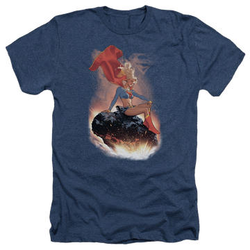 Navy men's heather t-shirt with Superman Supergirl Ride It Out graphic