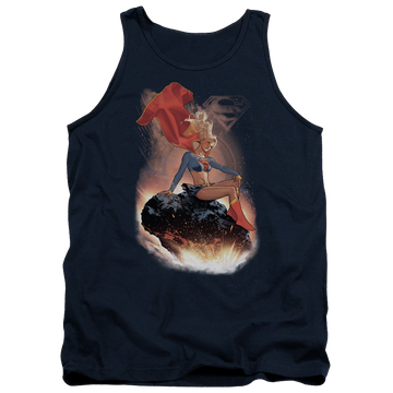 Navy men's tank with Superman Supergirl Ride It Out graphic