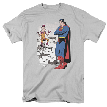 Silver men's regular fit t-shirt with Superman Disbelief graphic
