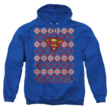 Royal pullover hoodie with Superman Christmas Sweater graphic
