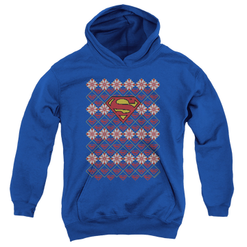 Royal youth hoodie for ages 8 to 12 with Superman Christmas Sweater graphic