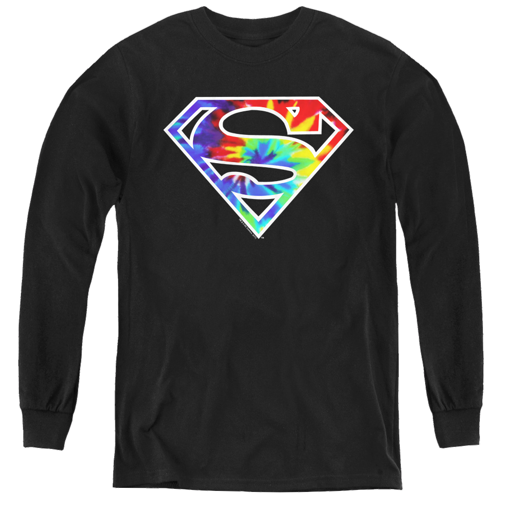 Superman Superman Tie Dye Logo - Youth Long Sleeve T-Shirt Youth Long Sleeve T-Shirt Superman