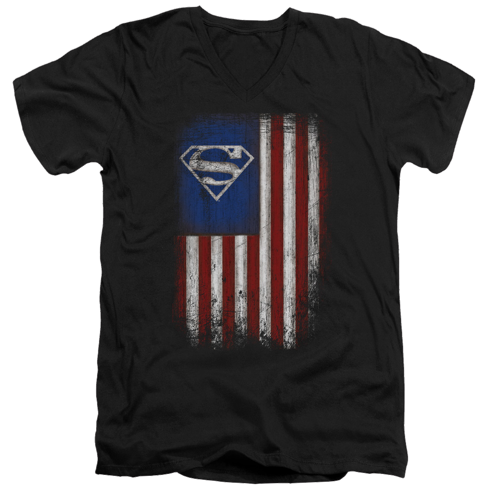 Superman Old Glory Shield - Men's V-Neck T-Shirt Men's V-Neck T-Shirt Superman