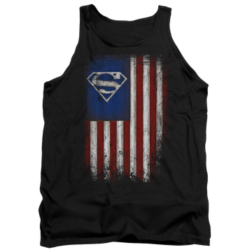Black men's tank with Superman Old Glory Shield graphic