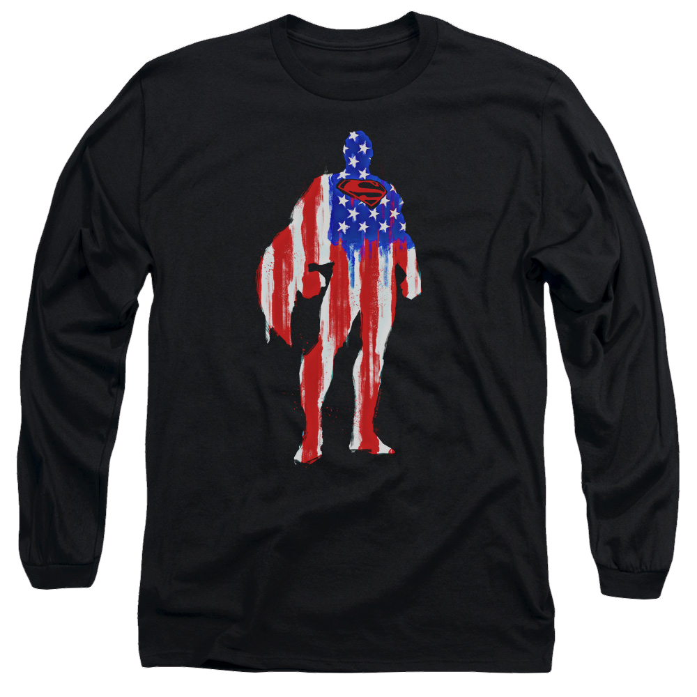 Superman Flag Silhouette - Men's Long Sleeve T-Shirt Men's Long Sleeve T-Shirt Superman