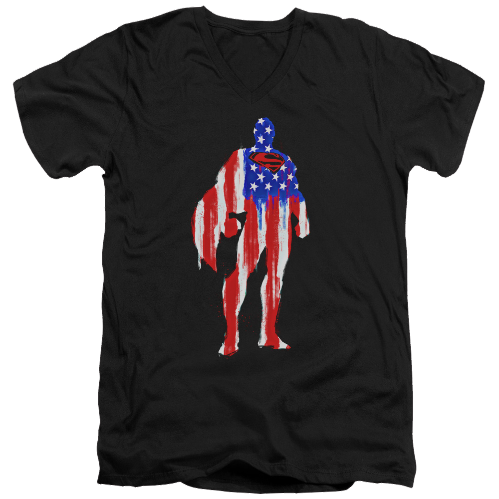 Superman Flag Silhouette - Men's V-Neck T-Shirt Men's V-Neck T-Shirt Superman