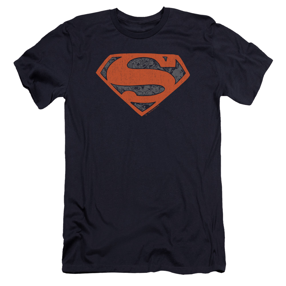Superman Vintage Shield Collage - Men's Premium Slim Fit T-Shirt Men's Premium Slim Fit T-Shirt Superman
