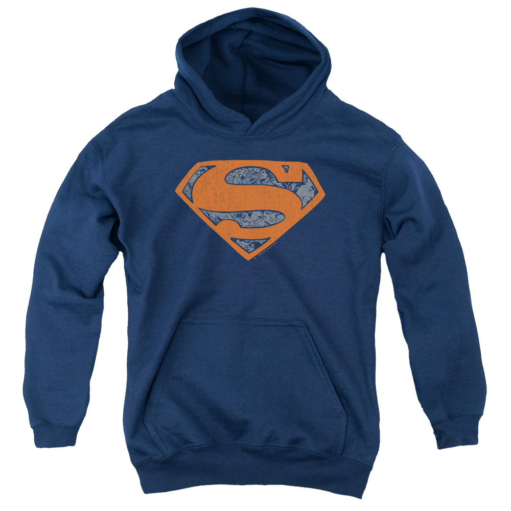 Superman Vintage Shield Collage - Youth Hoodie Youth Hoodie (Ages 8-12) Superman