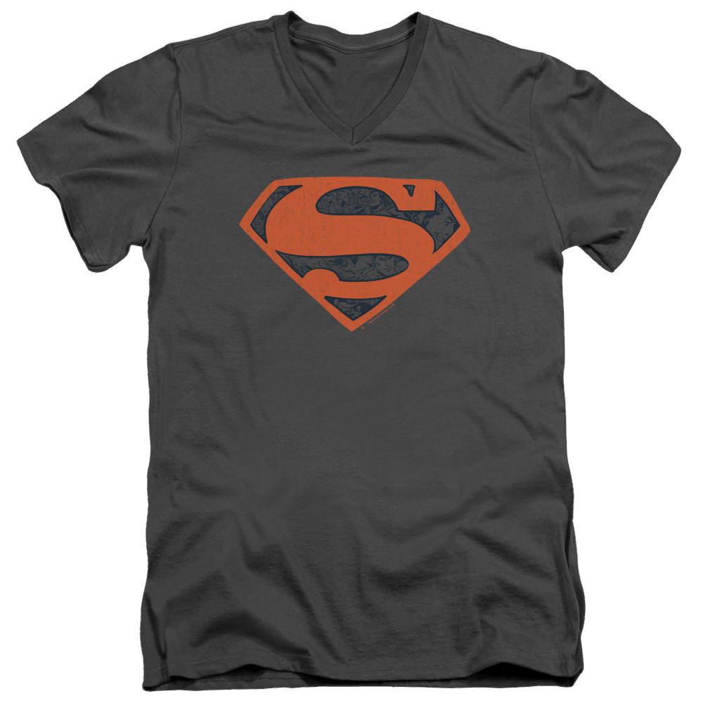 Superman Vintage Shield Collage - Men's V-Neck T-Shirt Men's V-Neck T-Shirt Superman