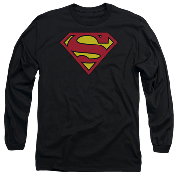 Black men's long sleeve t-shirt with Superman Classic Logo graphic