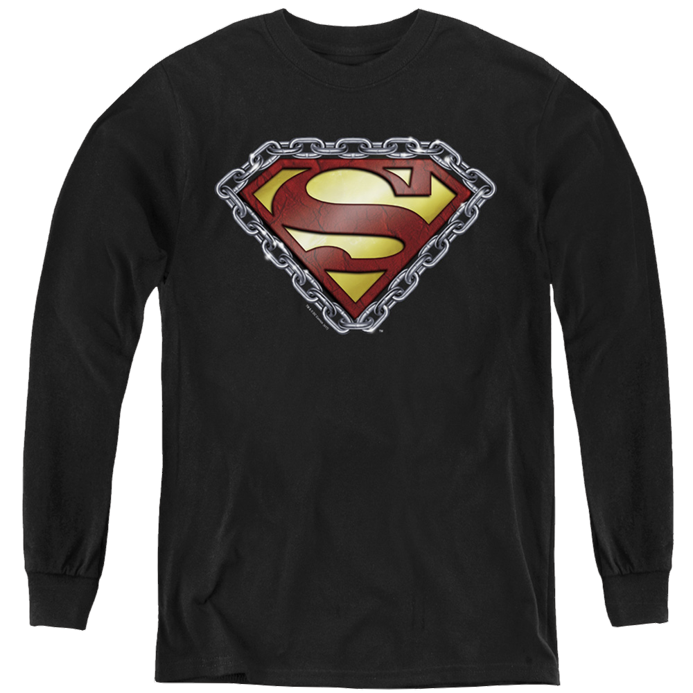 Superman Chained Shield - Youth Long Sleeve T-Shirt Youth Long Sleeve T-Shirt Superman