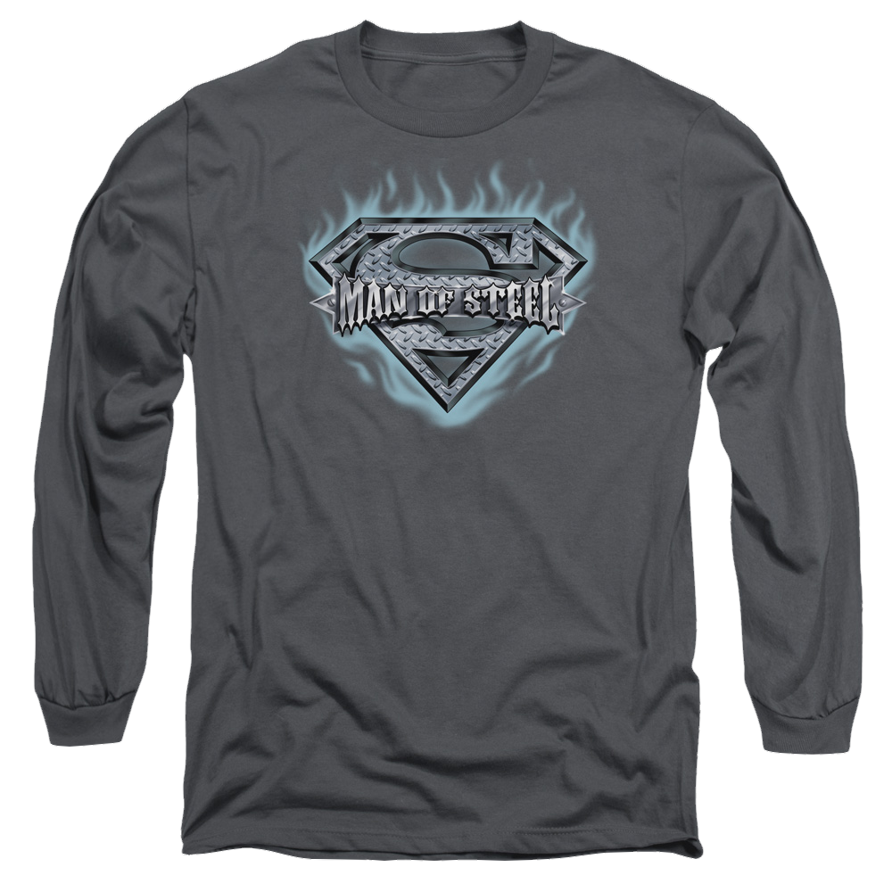 Superman Man Of Steel Shield - Men's Long Sleeve T-Shirt Men's Long Sleeve T-Shirt Superman