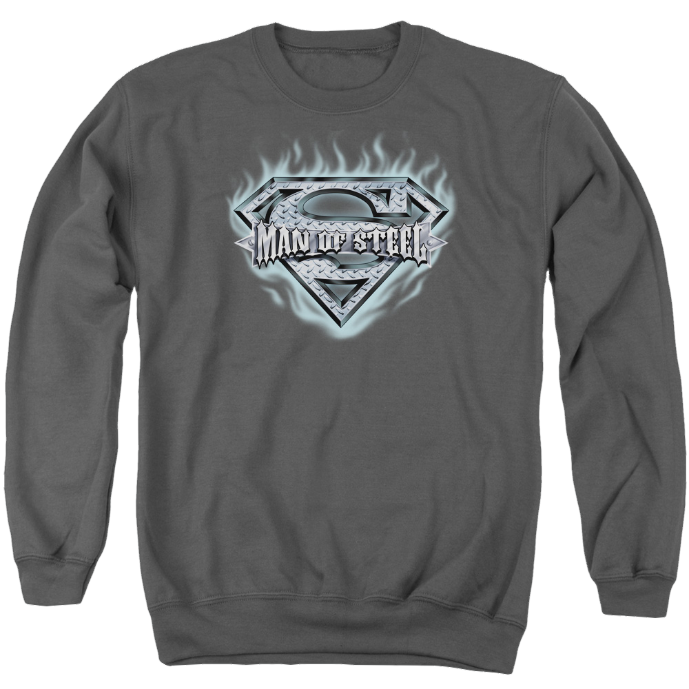 Superman Man Of Steel Shield - Men's Crewneck Sweatshirt Men's Crewneck Sweatshirt Superman
