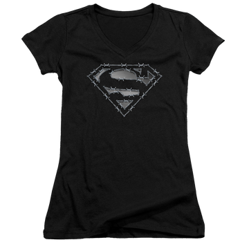 Superman Barbed Wire - Juniors V-Neck T-Shirt Juniors V-Neck T-Shirt Superman