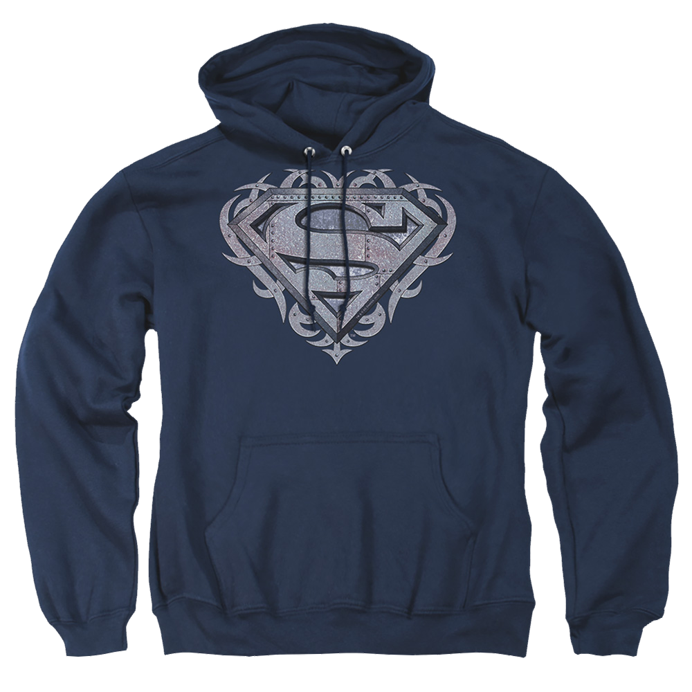 Superman Tribal Steel Shield - Pullover Hoodie Pullover Hoodie Superman