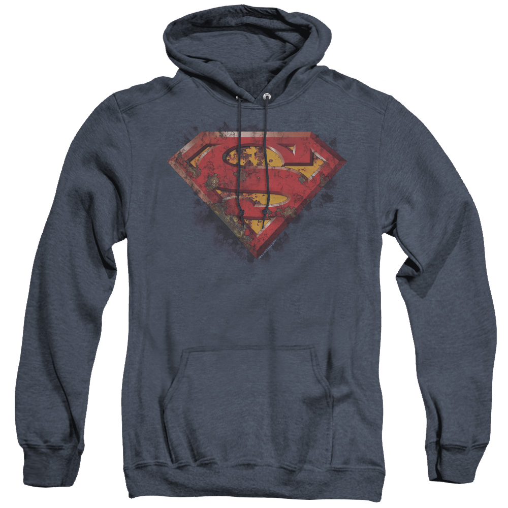 Superman Rusted Shield - Heather Pullover Hoodie Heather Pullover Hoodie Superman
