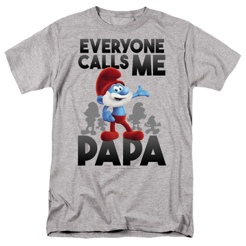 Athletic heather men's regular fit t-shirt with The Smurfs Call Me Papa Smurf graphic