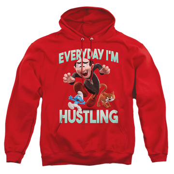 Red pullover hoodie with The Smurfs Gargamel graphic