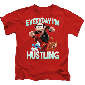 Red kid's t-shirt for ages 4 to 7 with The Smurfs Gargamel graphic