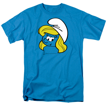 Turquoise men's regular fit t-shirt with The Smurfs Smurfette Head graphic