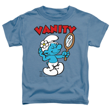 Carolina blue toddler t-shirt with The Smurfs Vanity graphic